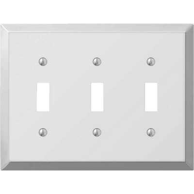 Amerelle 3-Gang Stamped Steel Toggle Switch Wall Plate, Polished Chrome