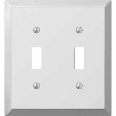 Amerelle 2-Gang Stamped Steel Toggle Switch Wall Plate, Polished Chrome