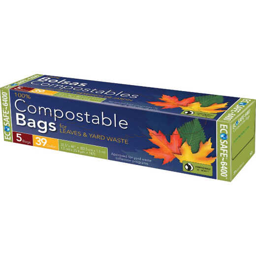 Eco Safe 6400 30 Gal. Green Compostable Lawn & Leaf Bag (5-Count)